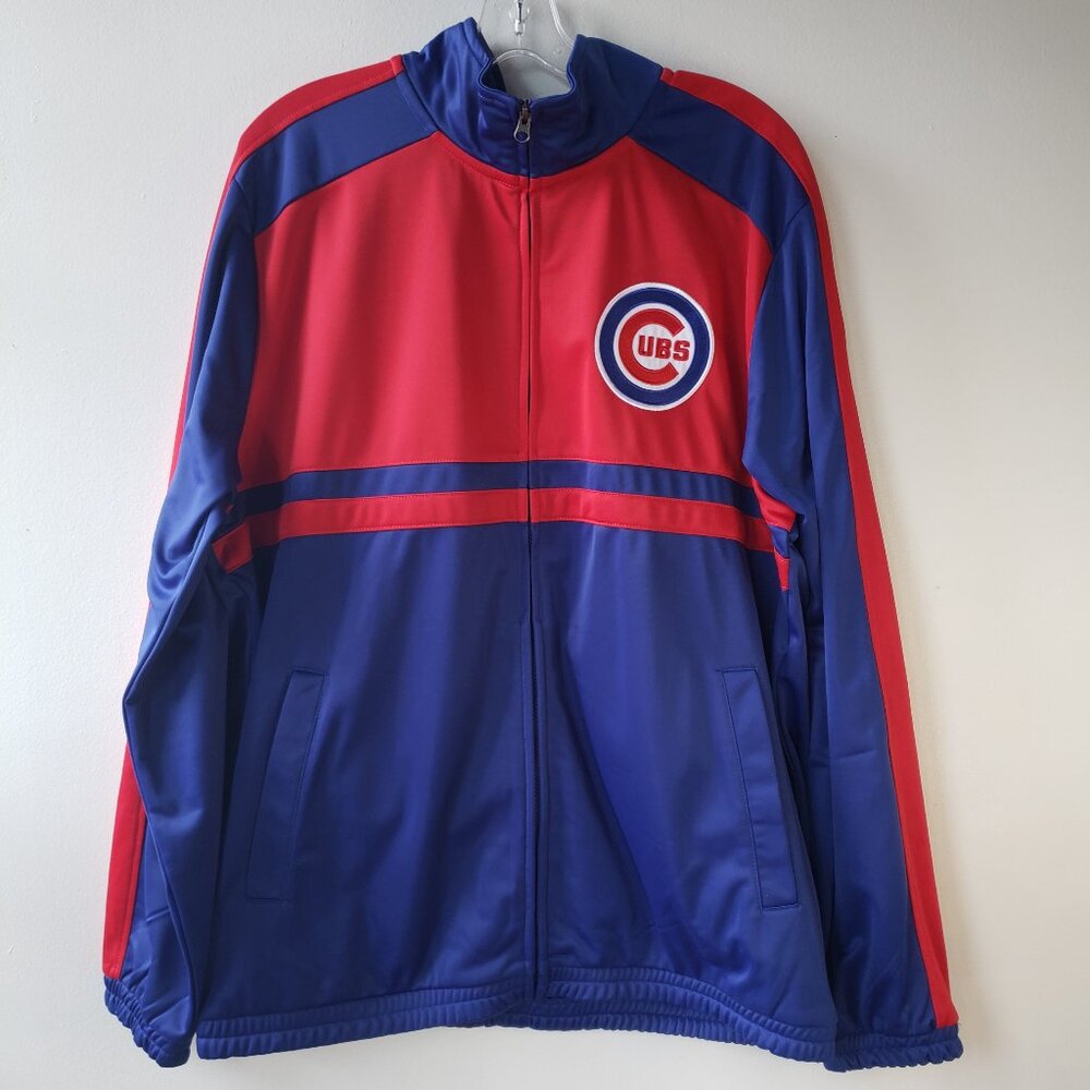 Chicago Cubs XL GIII Red Blue Zip Warm Up Jacket Genuine Merchandise Carl Banks